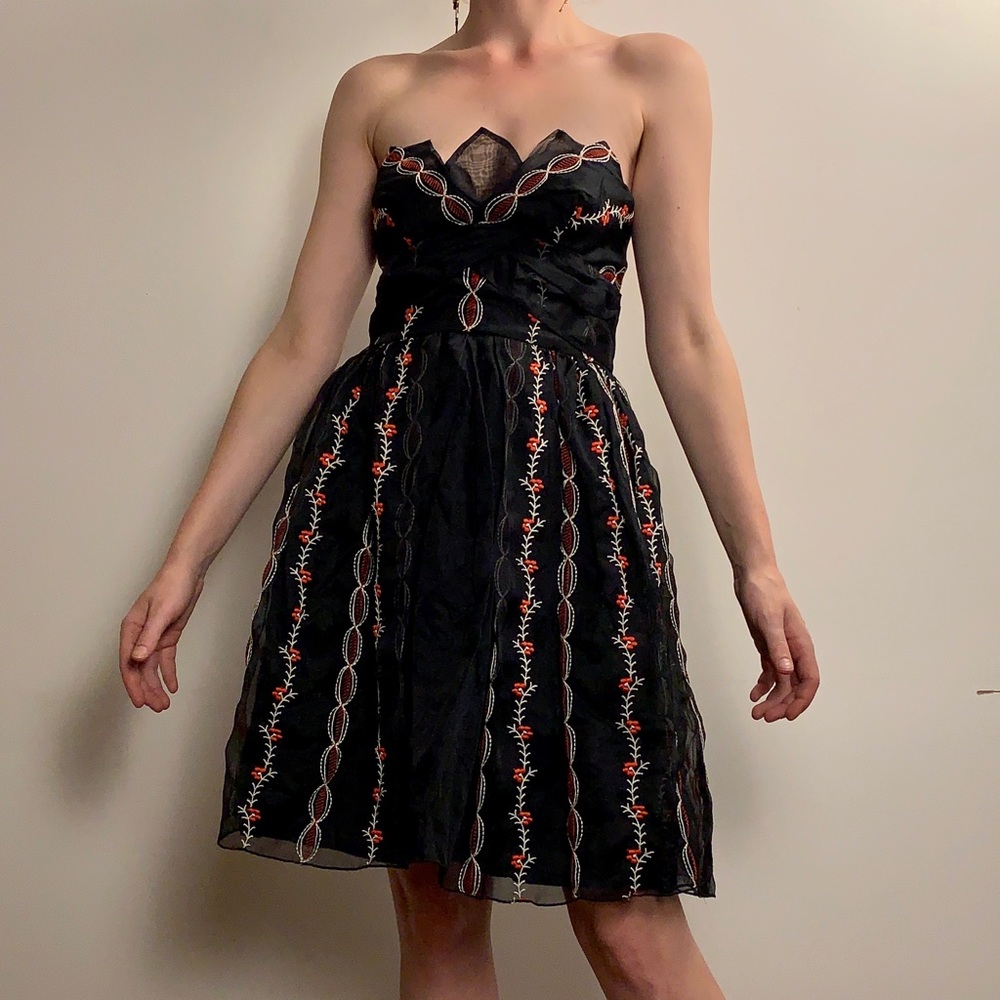Anna Sui Embroidered Organza Dress